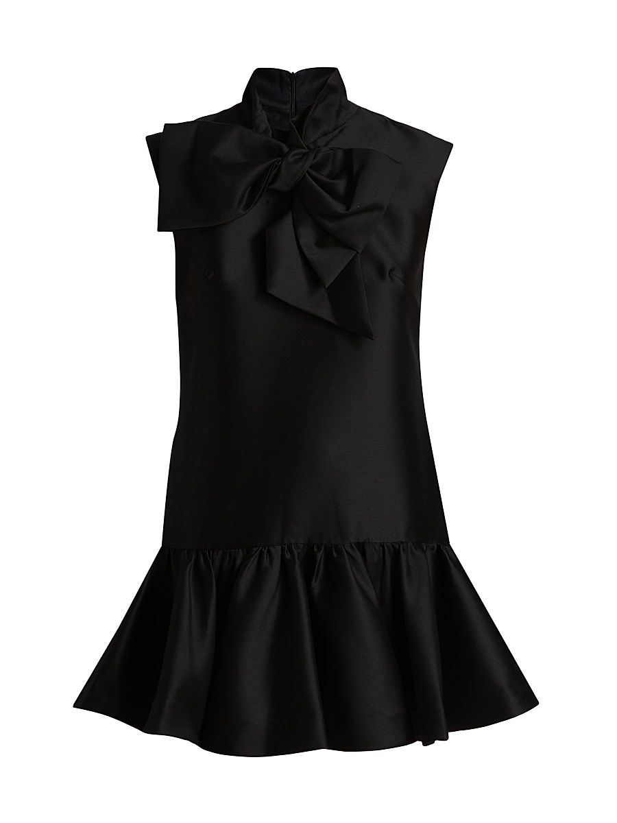 Women's Hypnotic Wool-Silk Tieneck Minidress - Black - Size 6