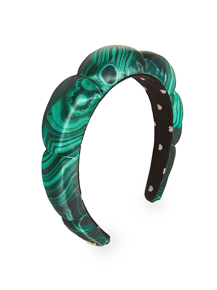Women's Scalloped Silk-Blend Headband - Malachite