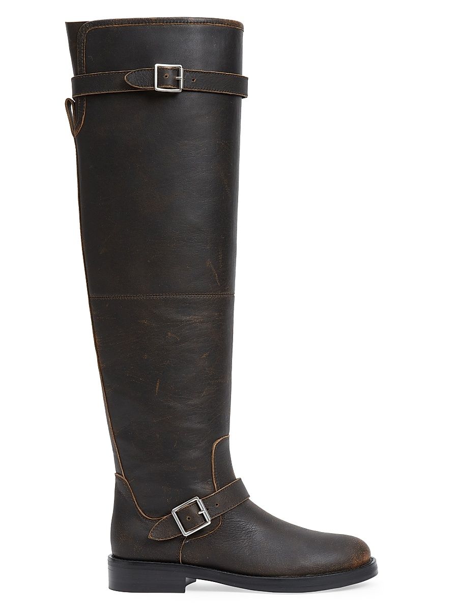 Women's Noah Leather Over-the-Knee Boots - Distressed Chocolate - Size 11