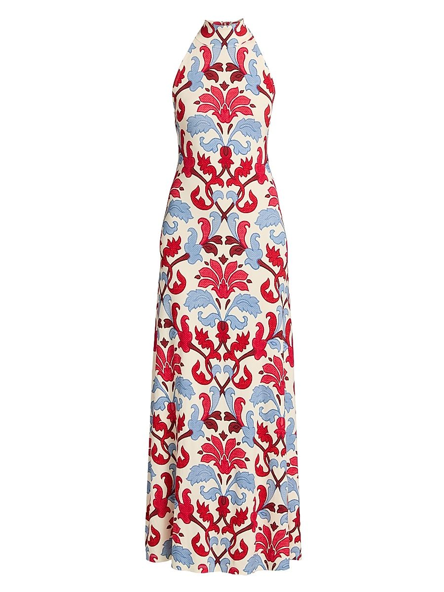Women's Asher Floral Sleeveless Maxi Dress - Fluer Crest Ivory - Size XL