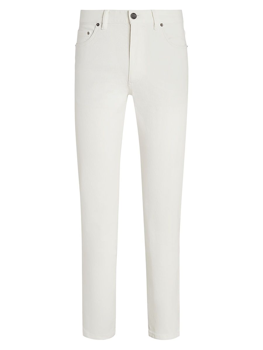 Men's Rinse-Washed Stretch Cotton Roccia Jeans - White - Size 42