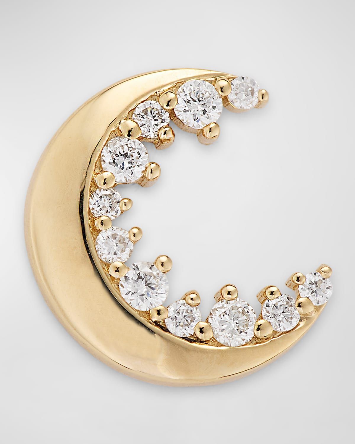14k Gold Cocktail Crescent Moon Stud