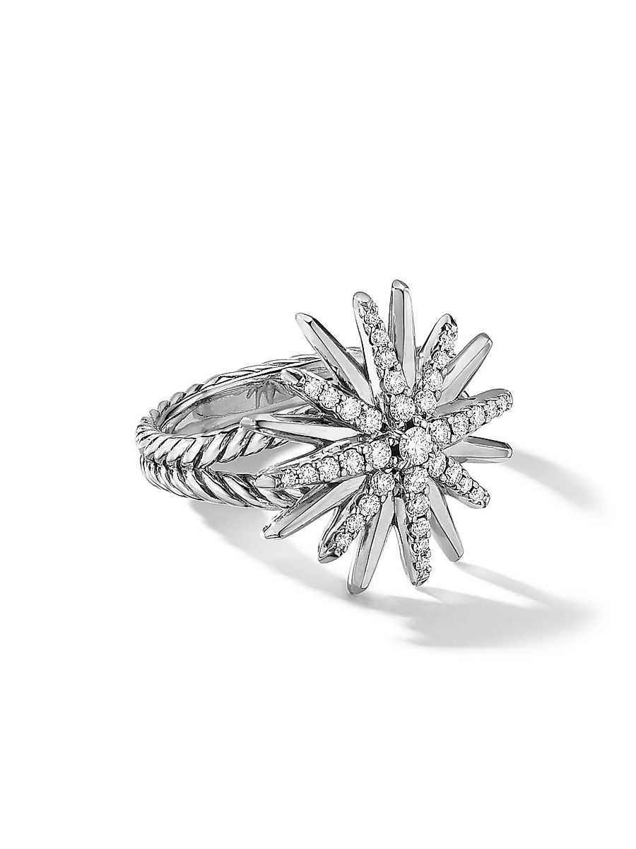Women's Starburst Ring In Sterling Silver - Silver - Size 6
