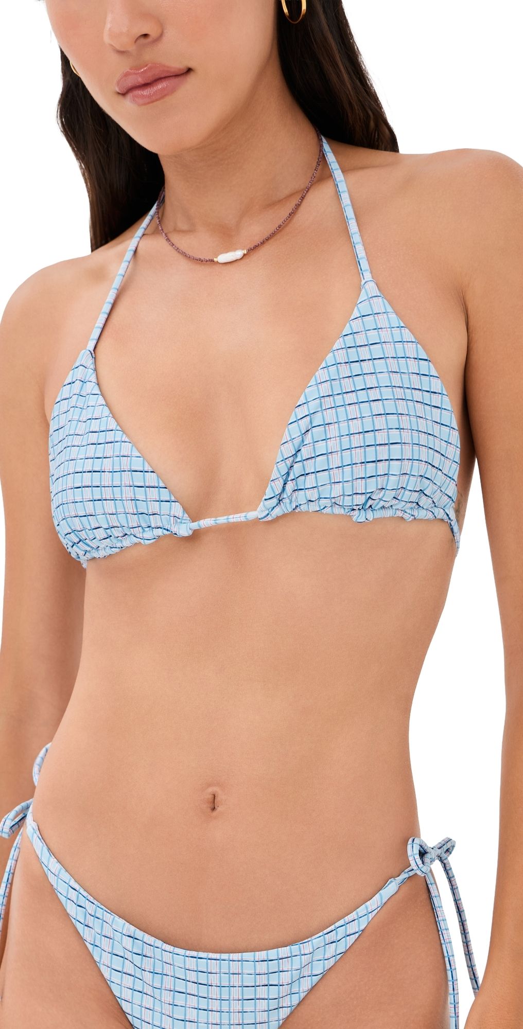 Peixoto Fifi Bikini Top Blue Breeze Plaid S