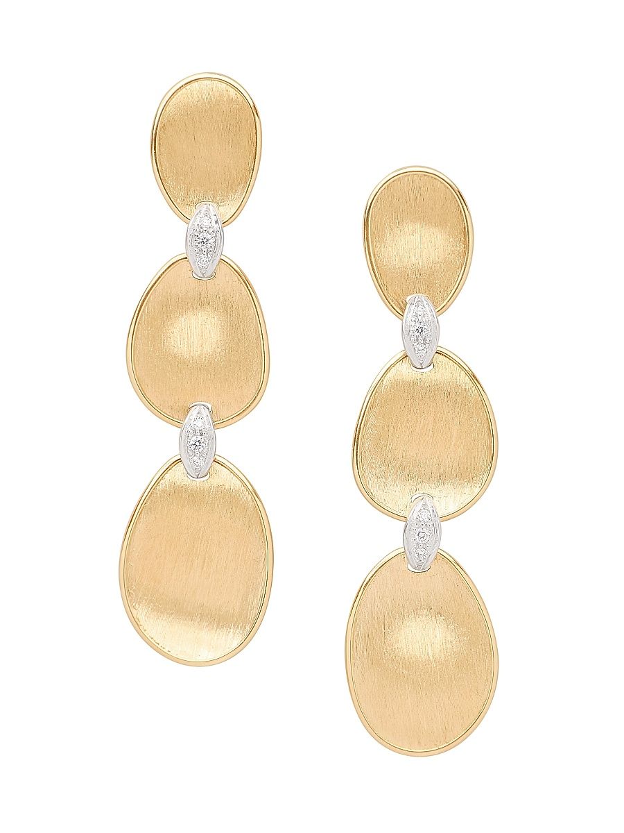 Women's Lunaria Two-Tone 18K Gold & 0.07 TCW Diamond Triple-Drop Earrings - Yellow Gold