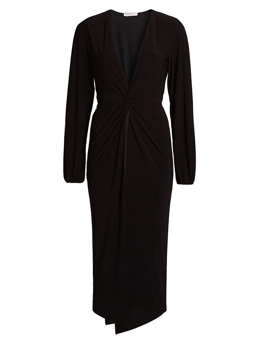 Women's Sutton Twist-Front Jersey Midi-Dress - Black - Size Medium