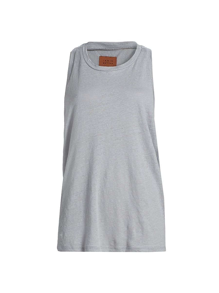 Women's Linen Racerback Tank Top - Cement - Size XL