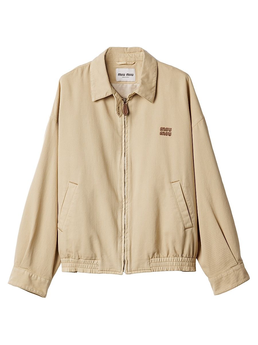 Women's Light Denim Blouson Jacket - Beige Khaki - Size 8