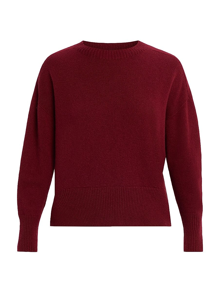 Women's Cashmere Crewneck Sweater - Bordeaux - Size Large