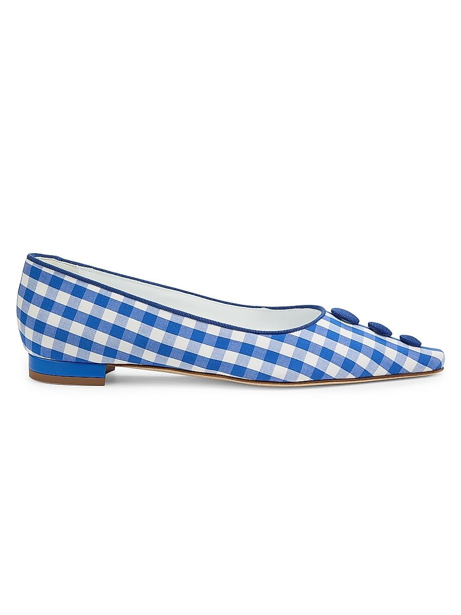 Women's Alexa Gingham Cotton Pumps - White Blue - Size 9
