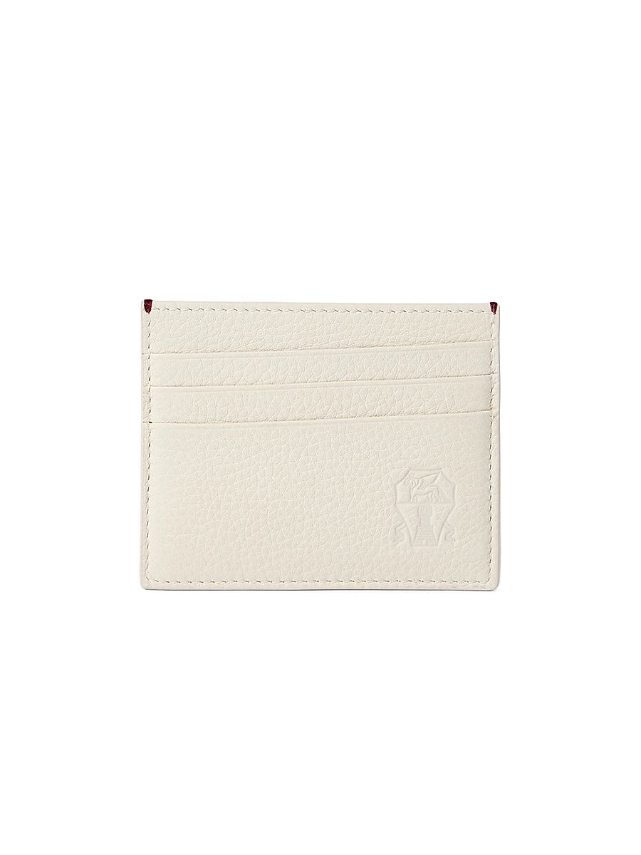 Men's Fine Grain Calfskin Card Holder - Ivory