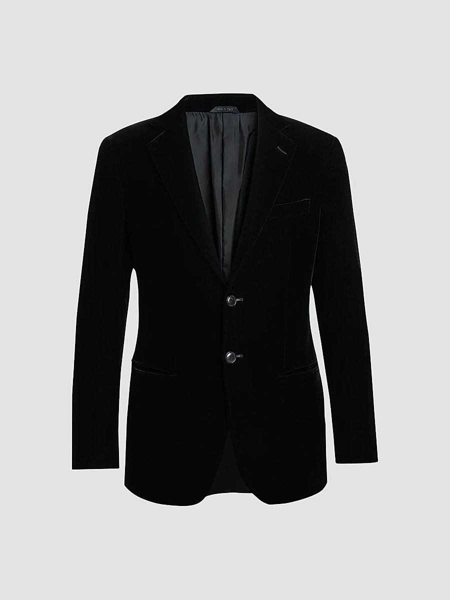 Men's Velvet Single-Breasted Velvet Dinner Jacket - Black Beauty - Size 48