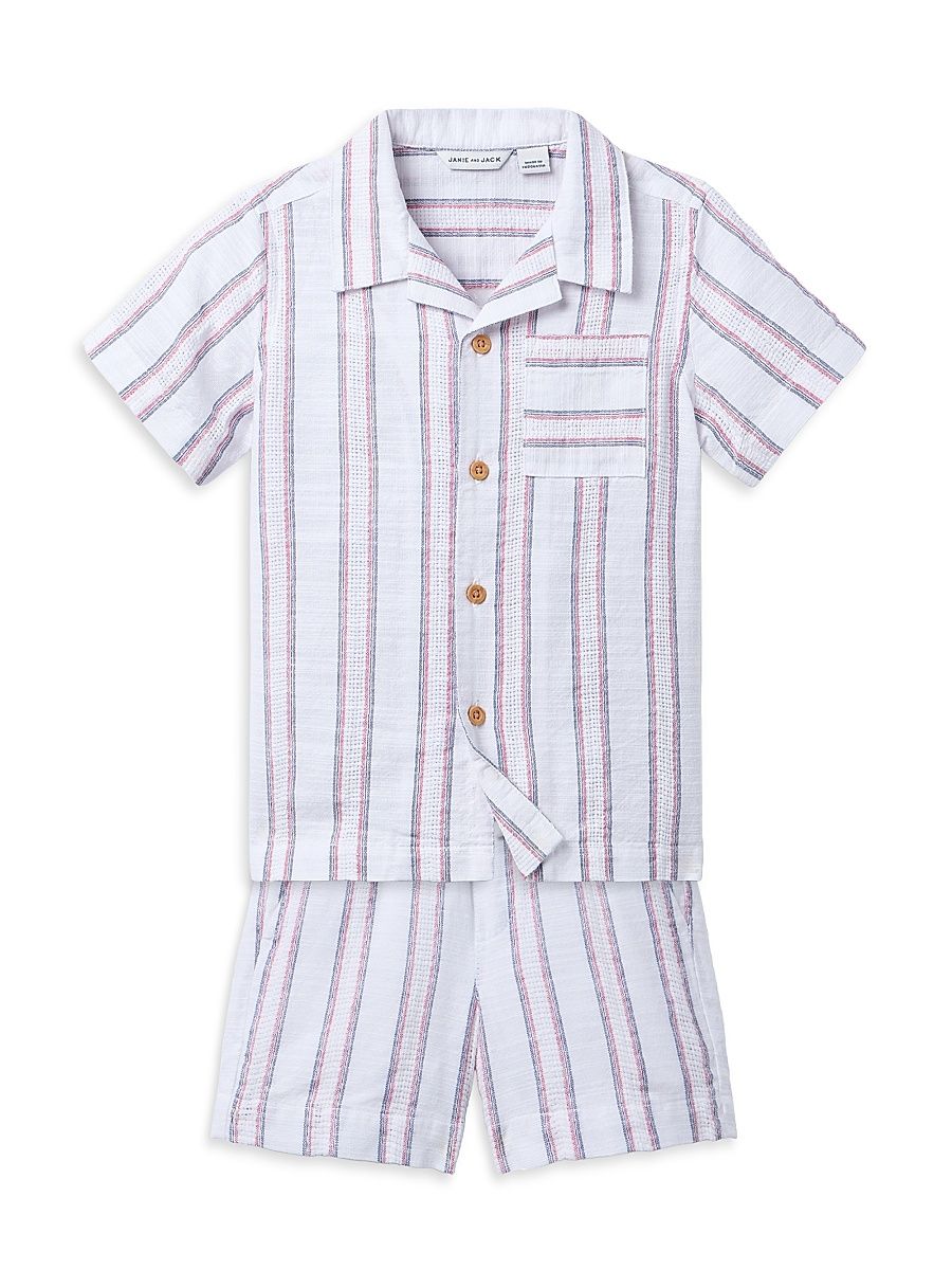 Little Boy's & Boy's Jacquard Striped Shirt & Shorts Set - Size 7