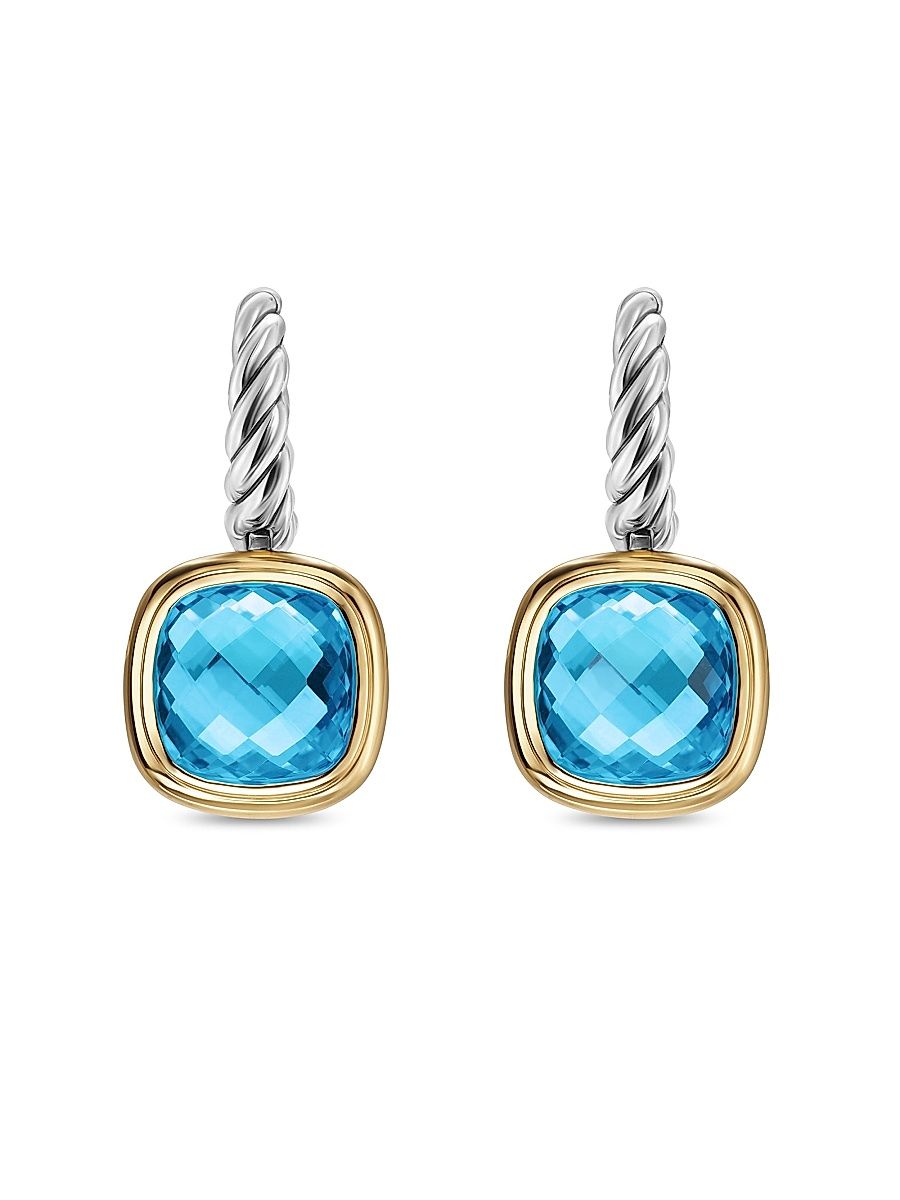 Women's Albion Drop Earrings in Sterling Silver - Blue Topaz
