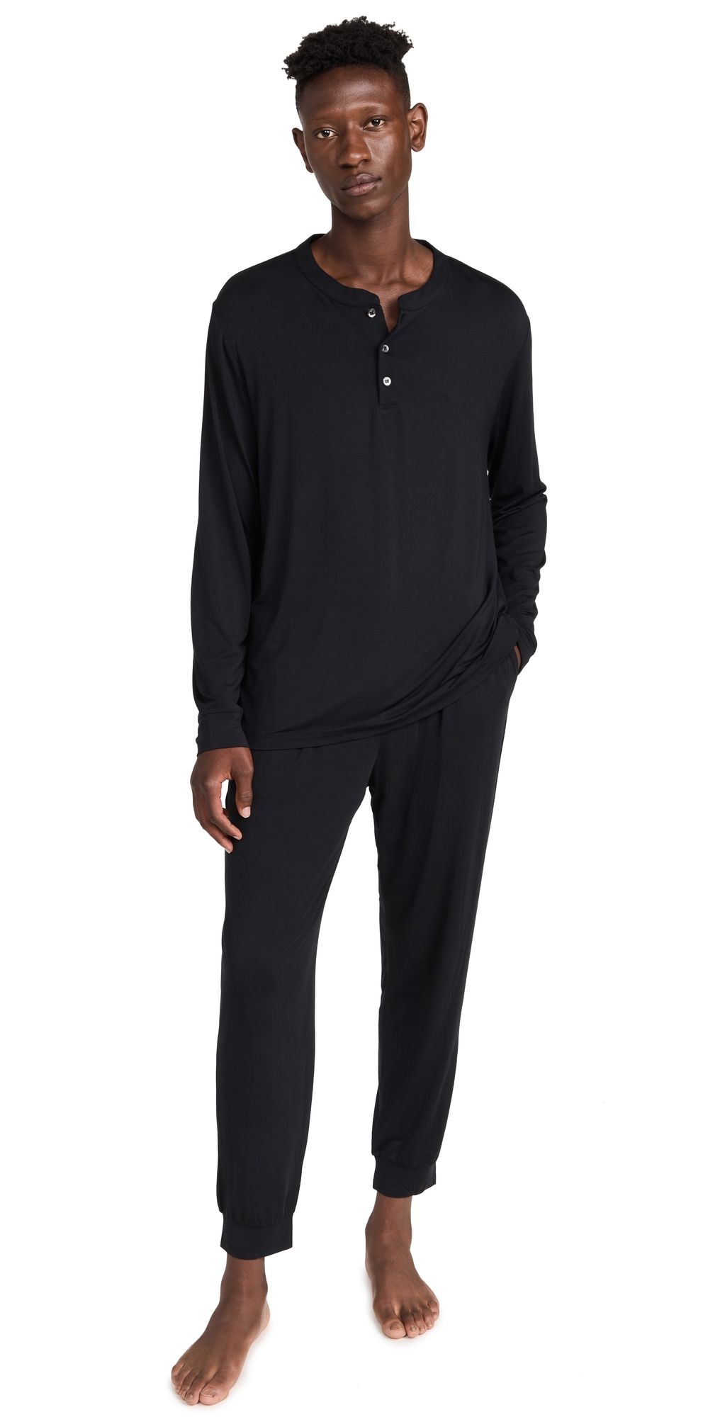 Eberjey Henry Modal Long PJ Set Black S