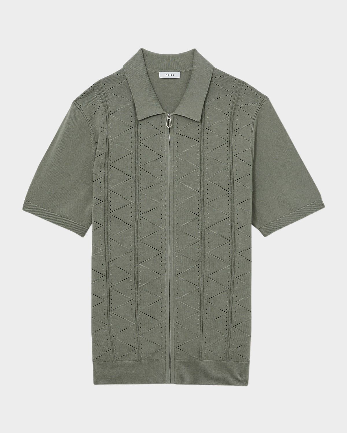 Men & apos;s Tay Pointelle Knit Full-Zip Polo Shirt