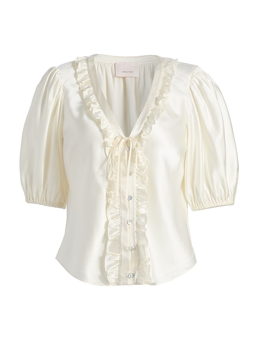 Women's Seraphina Ruffle Blouse - Ivory - Size Large