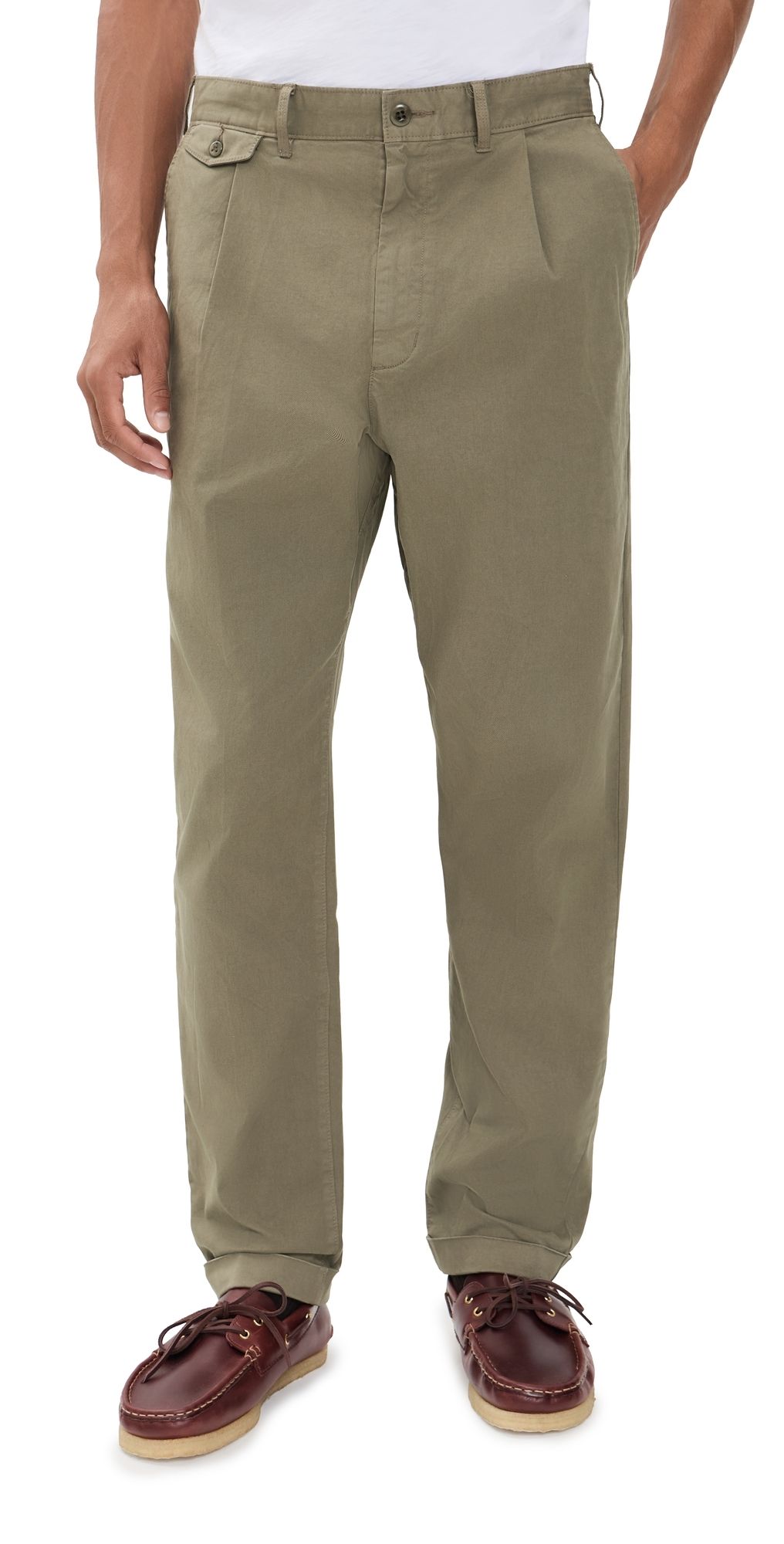 Alex Mill Standard Chino Pleated Pants Olive Grey 33