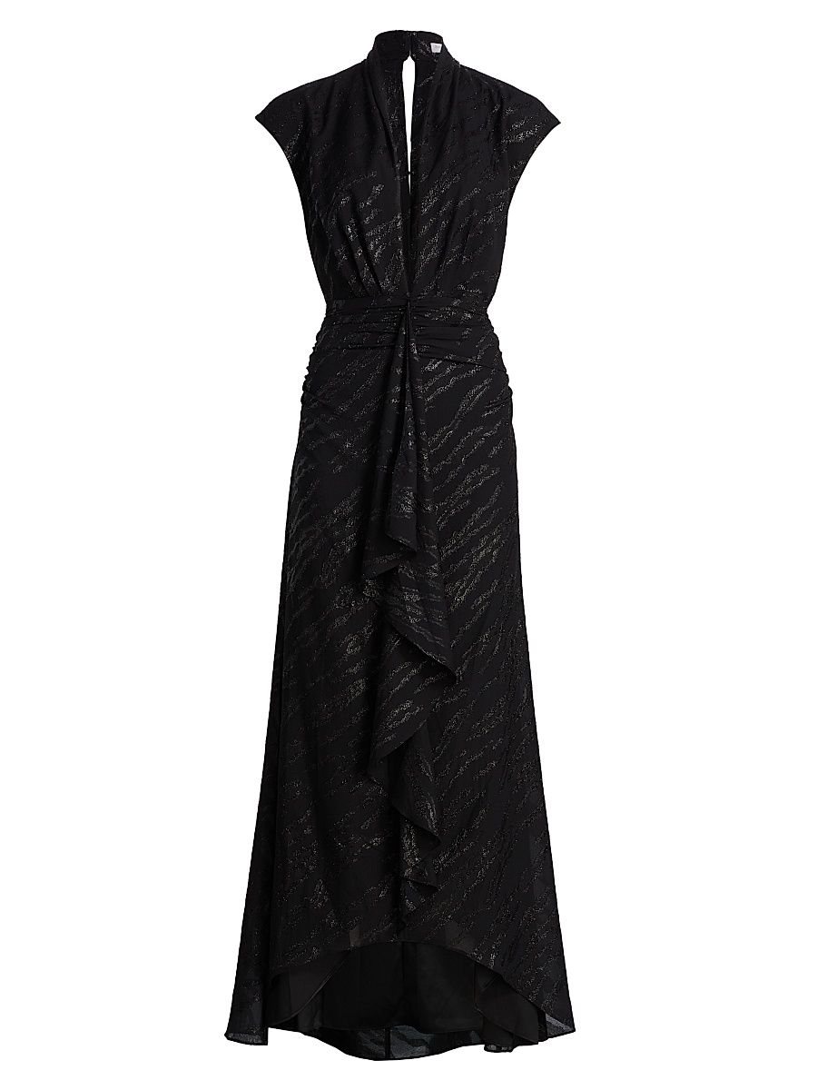 Women's Catrin Plunging V-Neck Shimmer Dress - Black Lurex - Size 12
