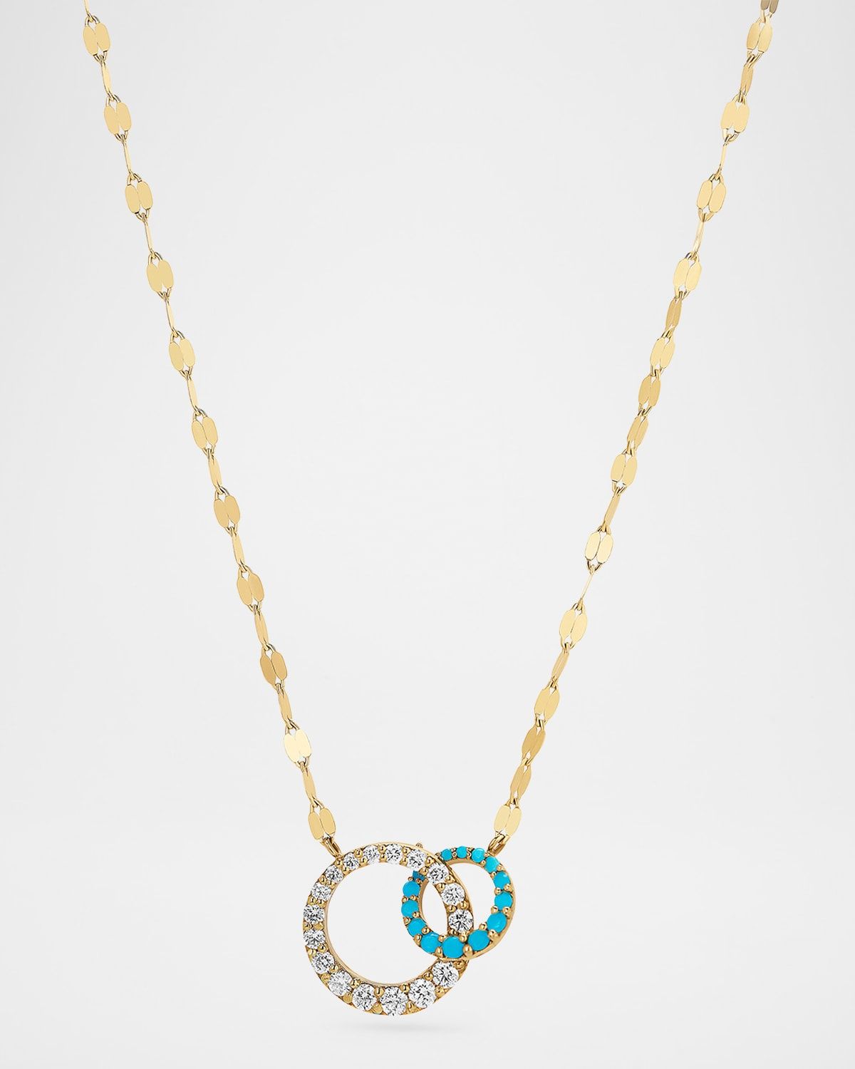 Turquoise and Diamond Interlocking Cusp Necklace