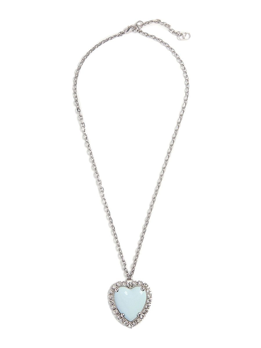 Women's Coeur Hyperbole Necklace in Metal, Resin and Swarovski Crystals - Palladium Azure