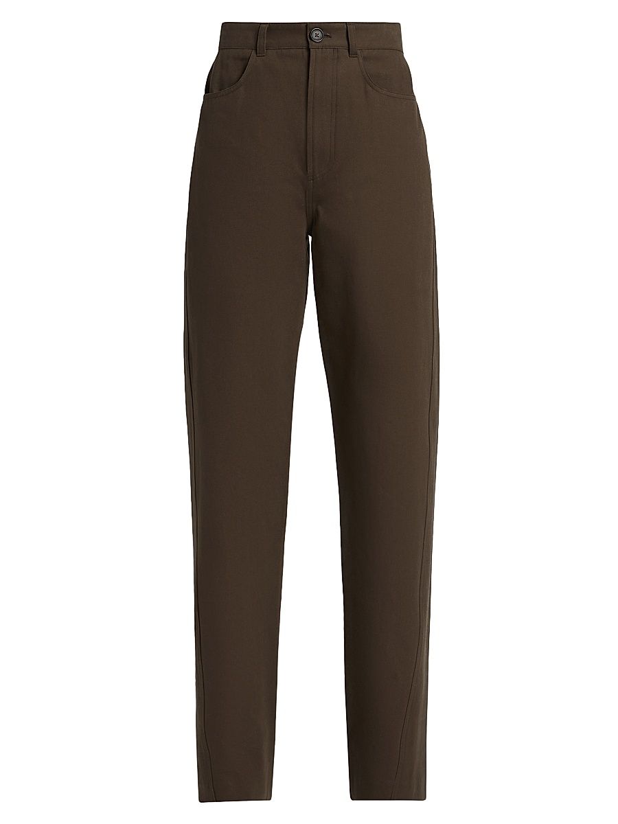 Women's Twisted Tailored Cotton Trousers - Pepper - Size 8