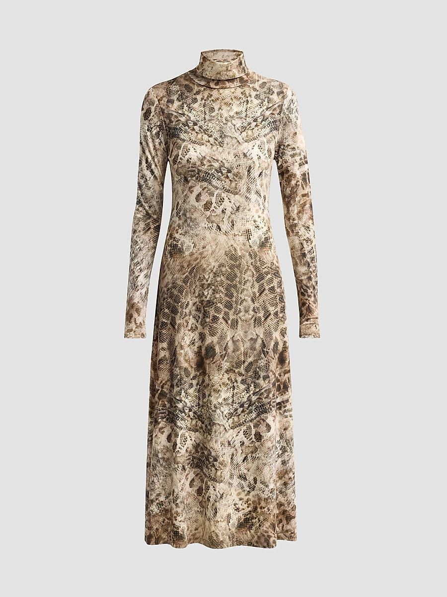 Women's Valerie Snake-Print A-Line Midi Dress - Bone Python - Size XXL