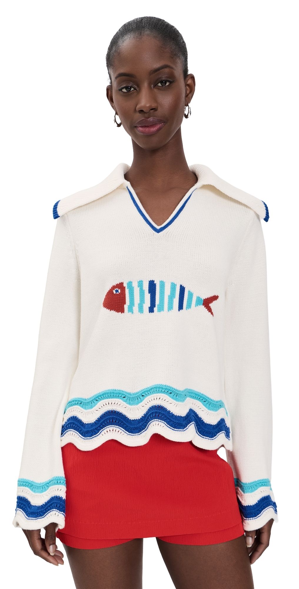Solid & Striped Jack Fish Motif Sweater Brule L