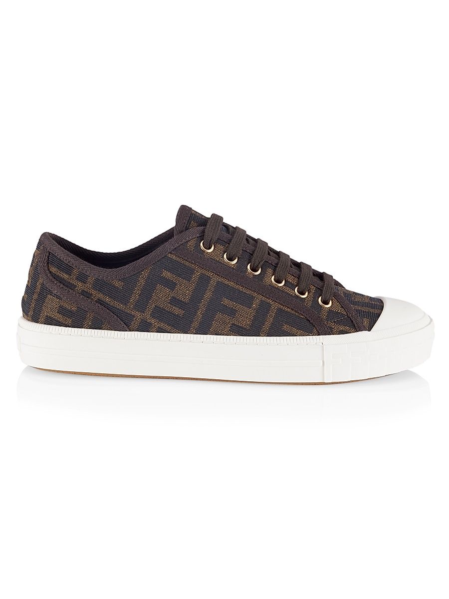 Women's FF Logo Low-Top Sneakers - Brown - Size 12