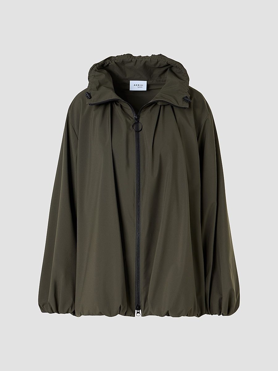 Women's Short Parachute Taffeta Parka - Olive - Size 16