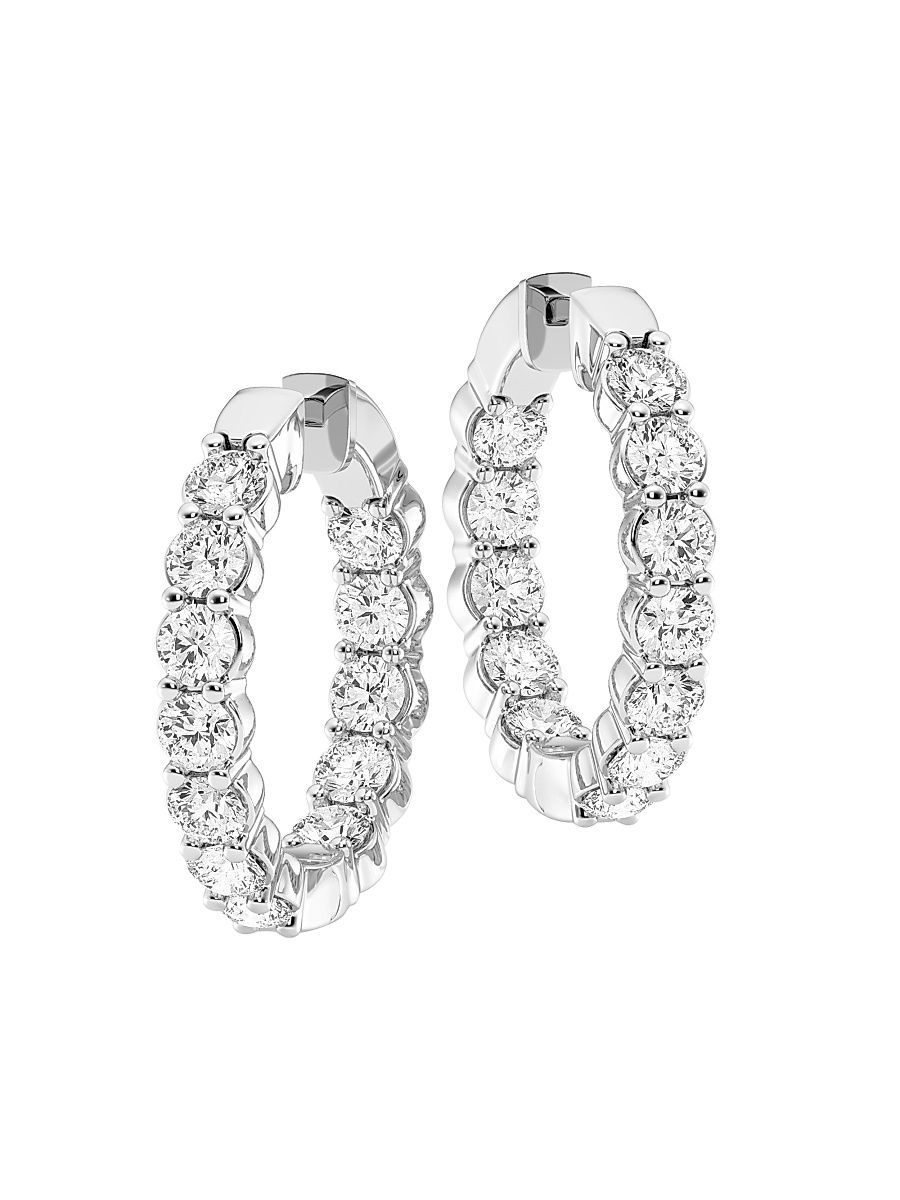 Women's 14K Gold & 6.00 TCW Lab-Grown Diamond Inside-Out Hoop Earrings - White Gold