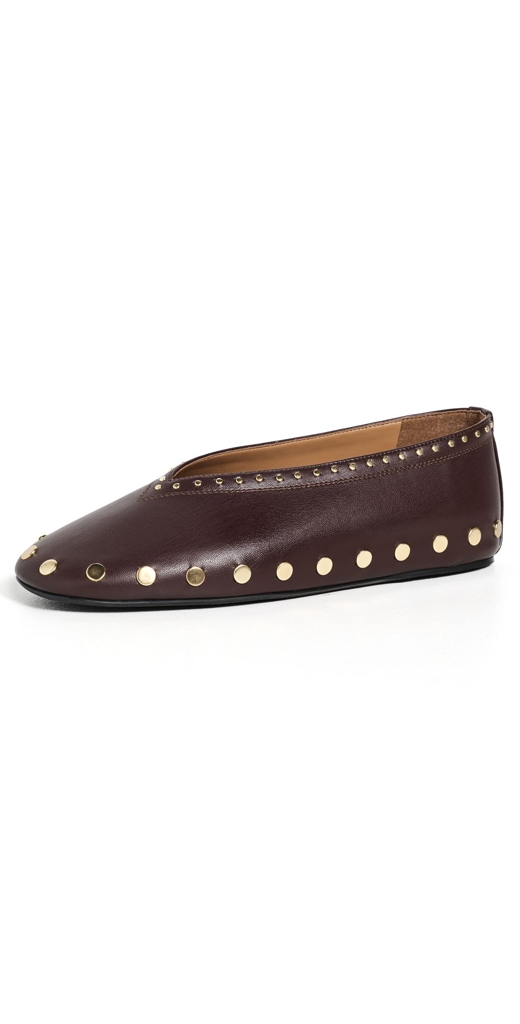 GANNI Jenny Ballerina Nappa Flats Chicory Coffee 36