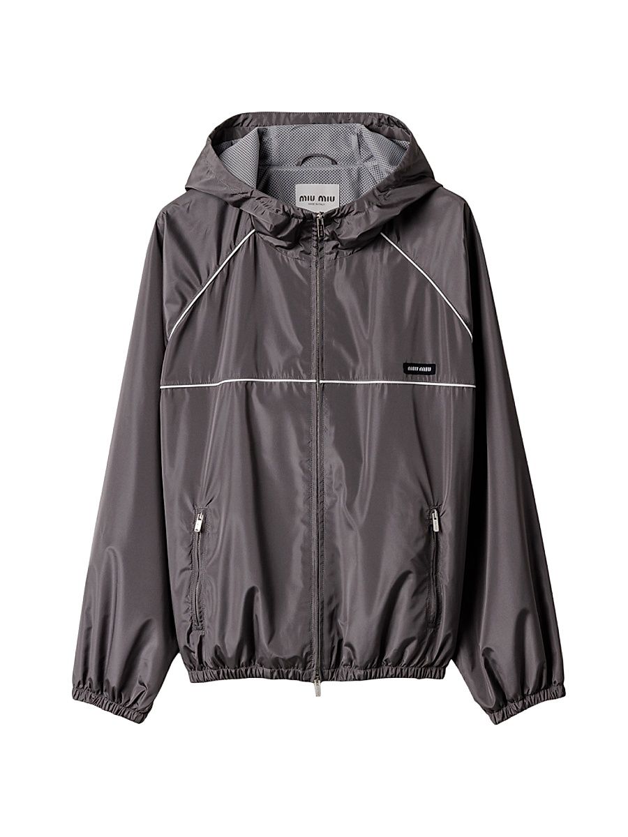 Women's Technical Silk Zipper Blouson Jacket - Grey - Size 4