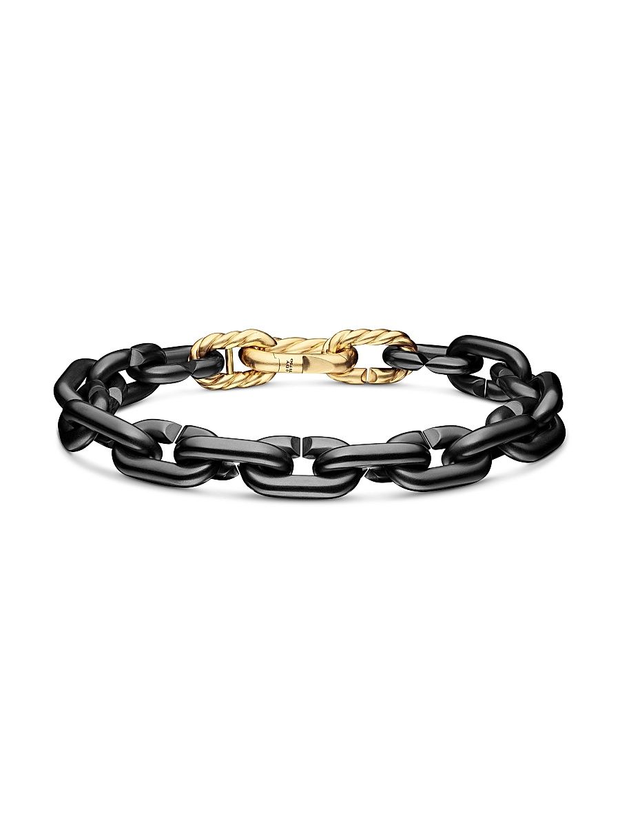 Men's Chain Links Bracelet in Black Titanium - Black - Size Large