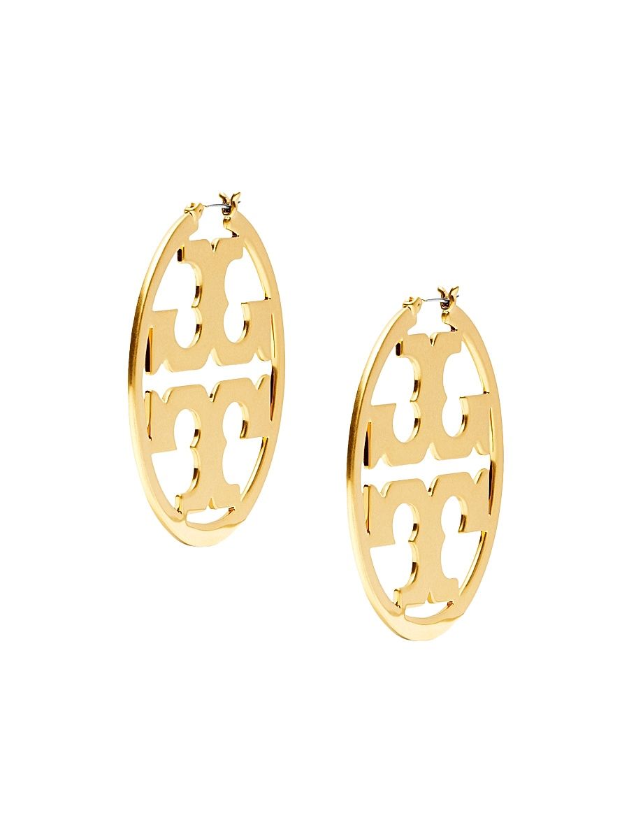 Women's Goldtone Double T Hoop Earrings - Tory Gold