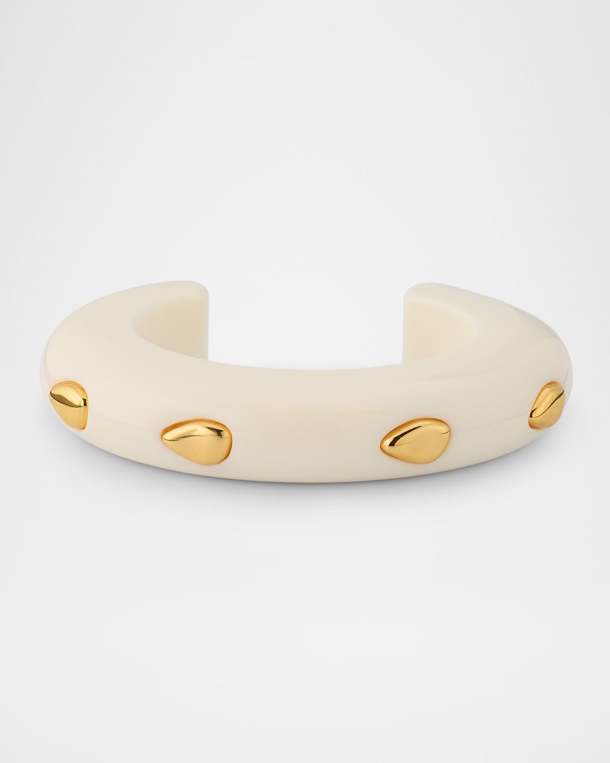 Ridge Cuff Bracelet in Alabaster and Gold Stud