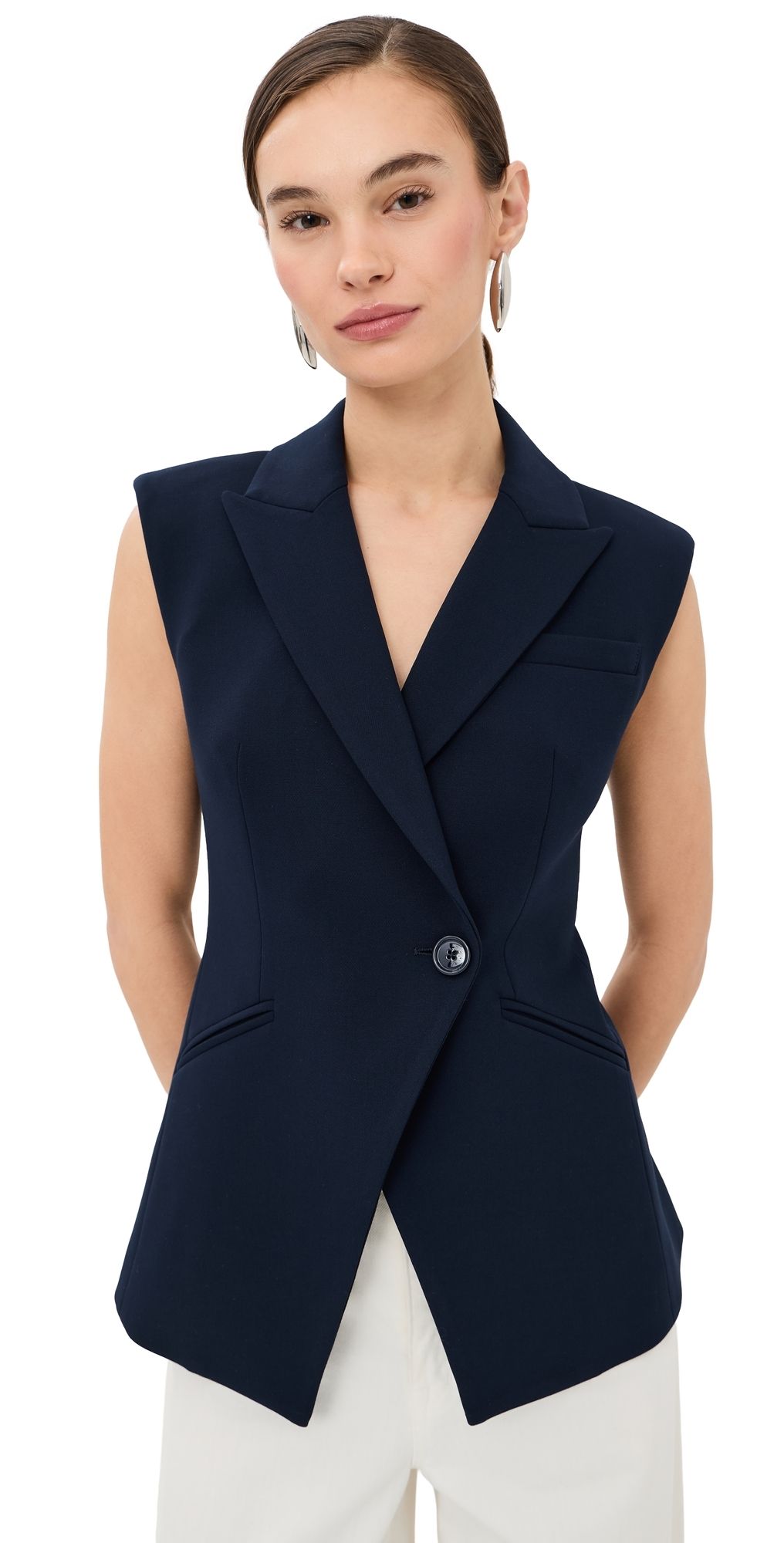 Veronica Beard Ciel Vest Navy 0
