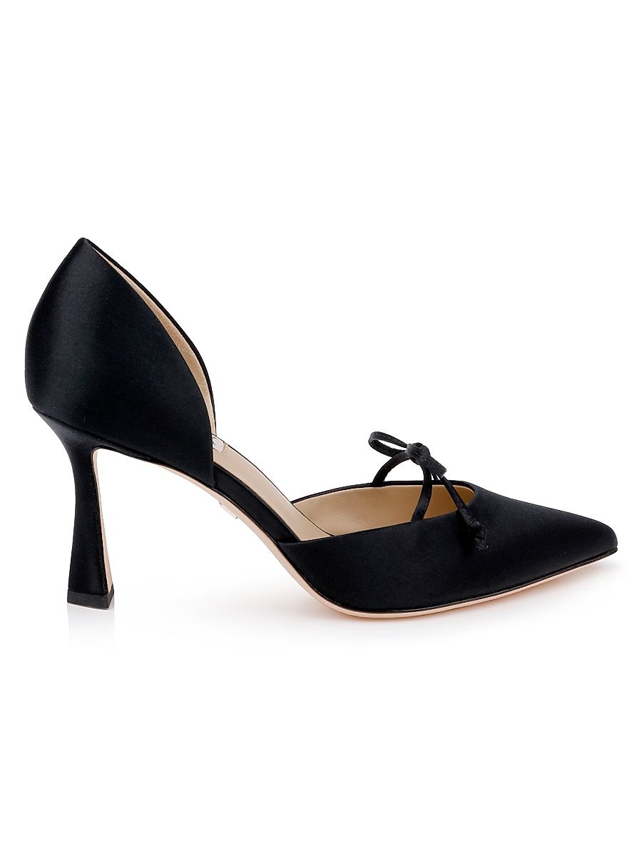 Women's Olympic 80MM Satin Pumps - Black Satin - Size 7.5