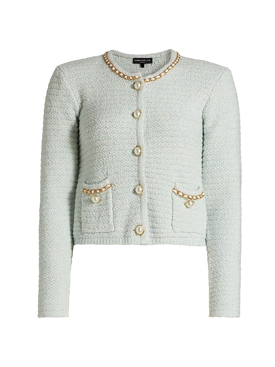 Women's Kelly Chain Cardigan - Opal Melange - Size Medium