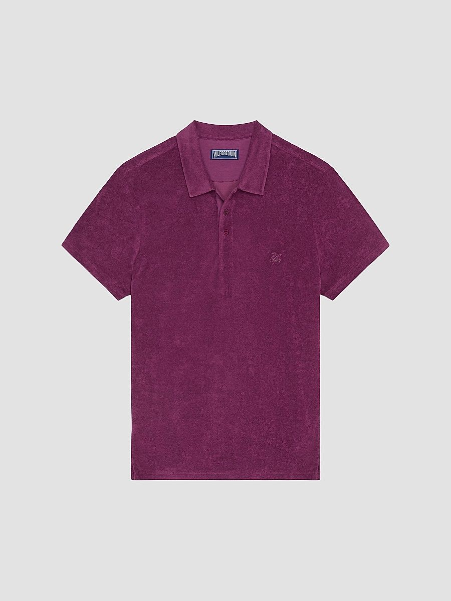 Vilebrequin Men's Terry Cloth Polo Shirt - Aubergine - Size XL