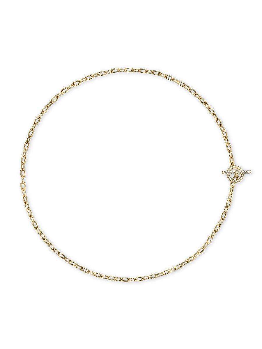 Women's Madison Pavé Diamond Toggle Chain Necklace in 18K Yellow Gold, 3MM - Diamond - Size 17