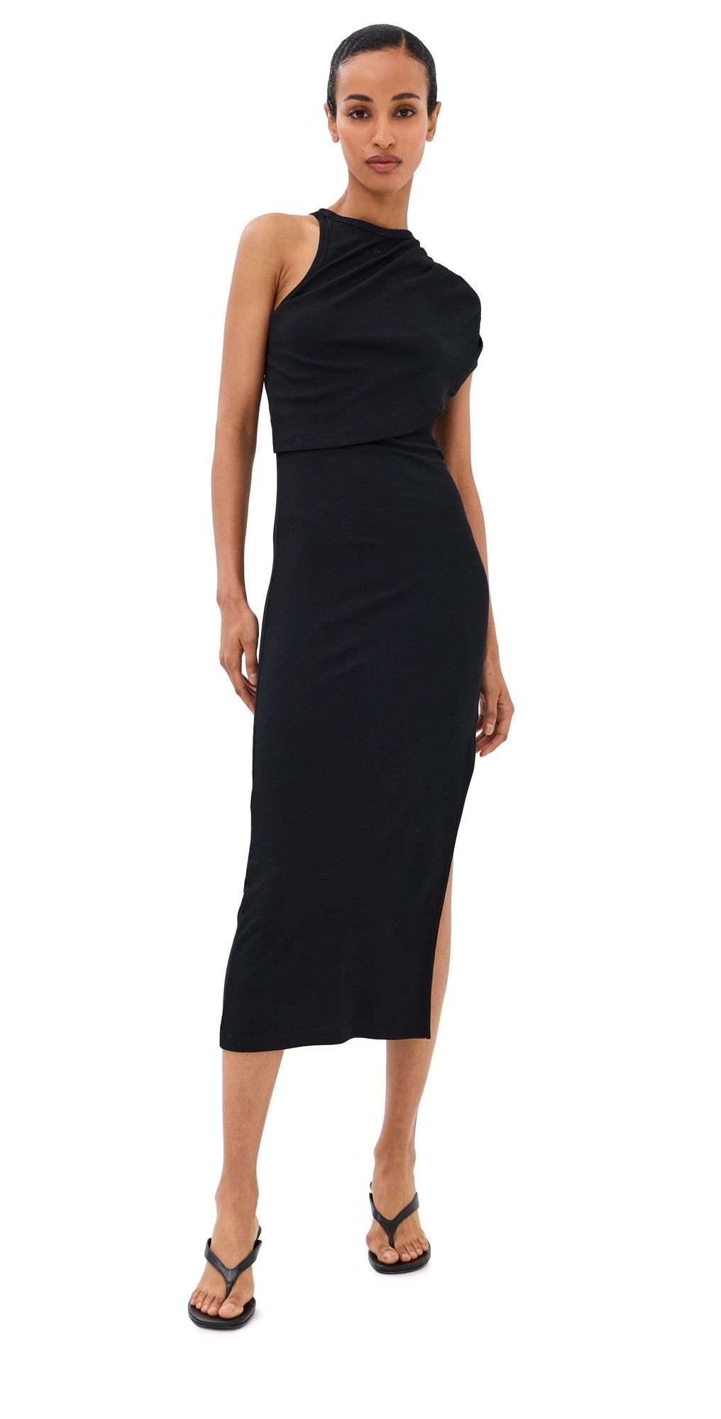 Courrèges 90's Rib Twist Midi Dress Black XS