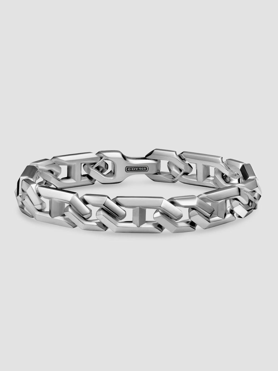 David Yurman Men's Faceted Angular Curb Chain Bracelet in Sterling Silver, 11.5MM - Silver - Size Medium