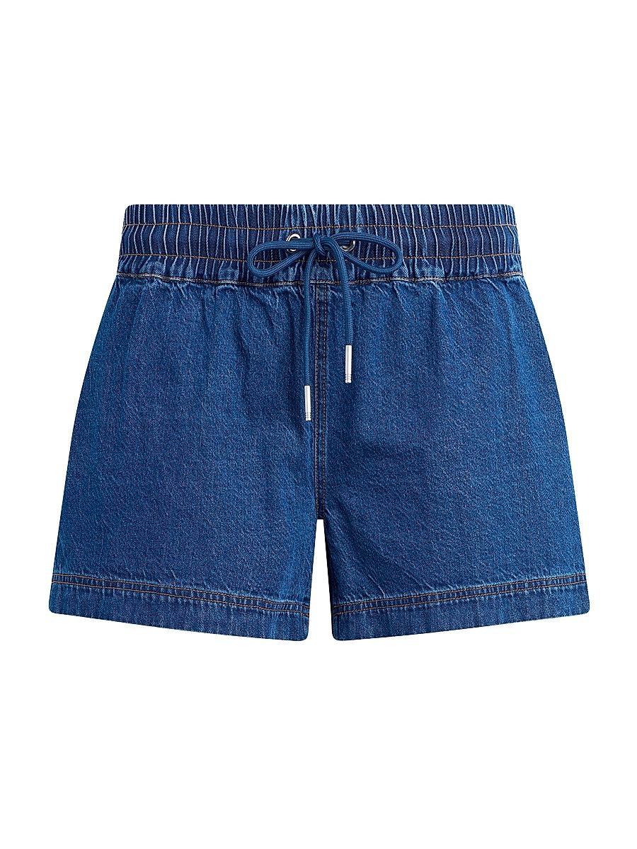 Women's Cotton-Blend Denim Mid-Rise Drawstring Shorts - Lottery - Size XS