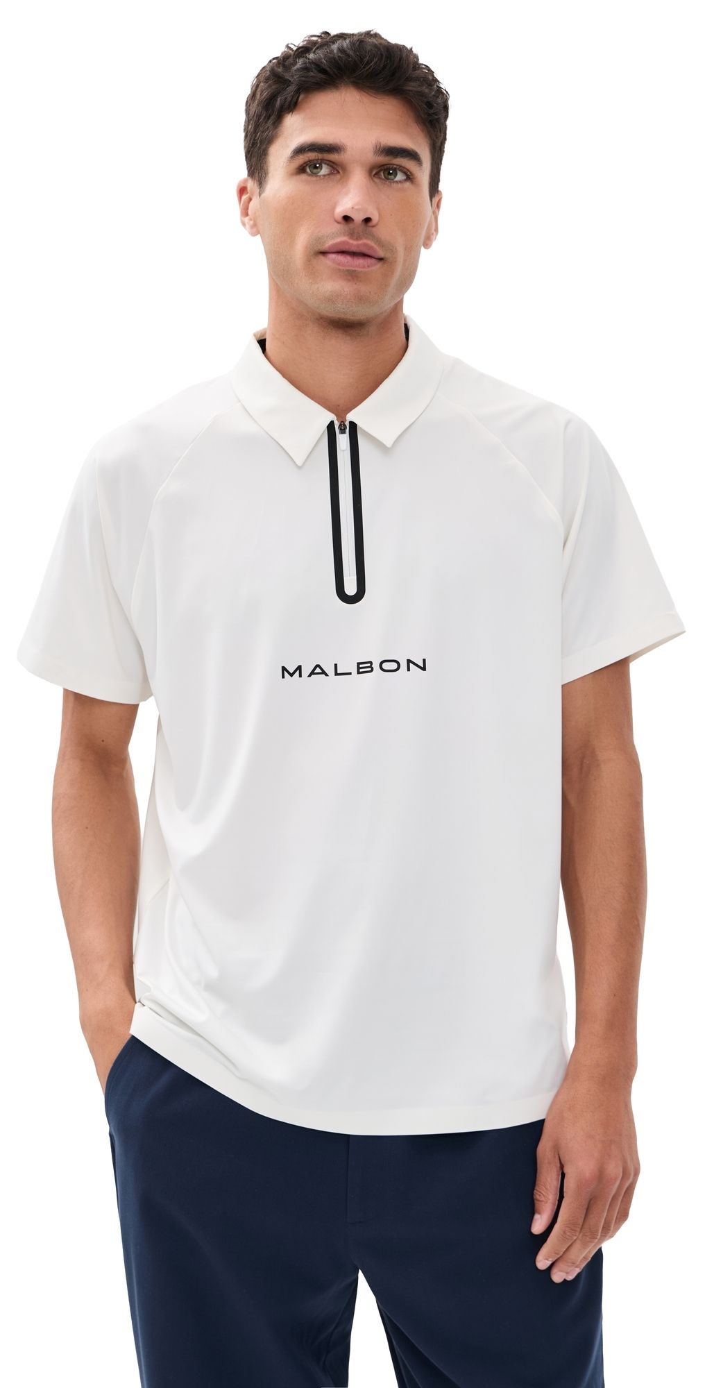 Malbon Golf Performance Zip Raglan Polo White S
