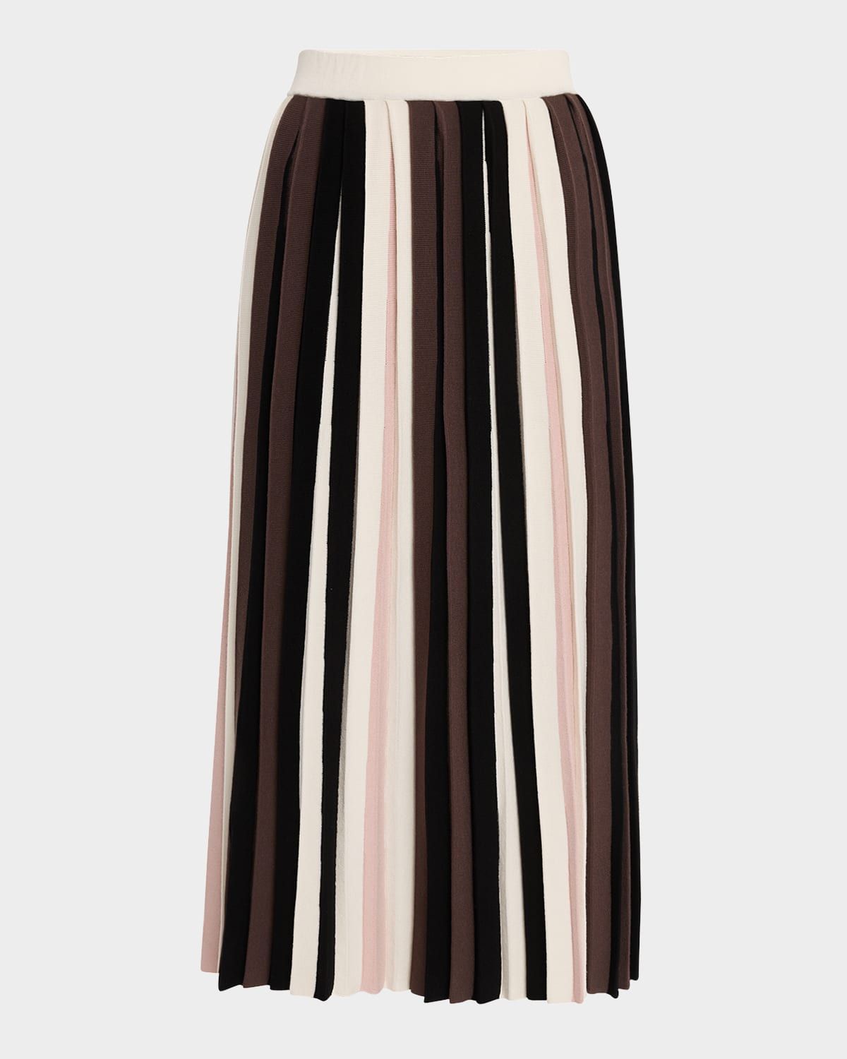 Pleiadi Striped Pleated Knit Midi Skirt