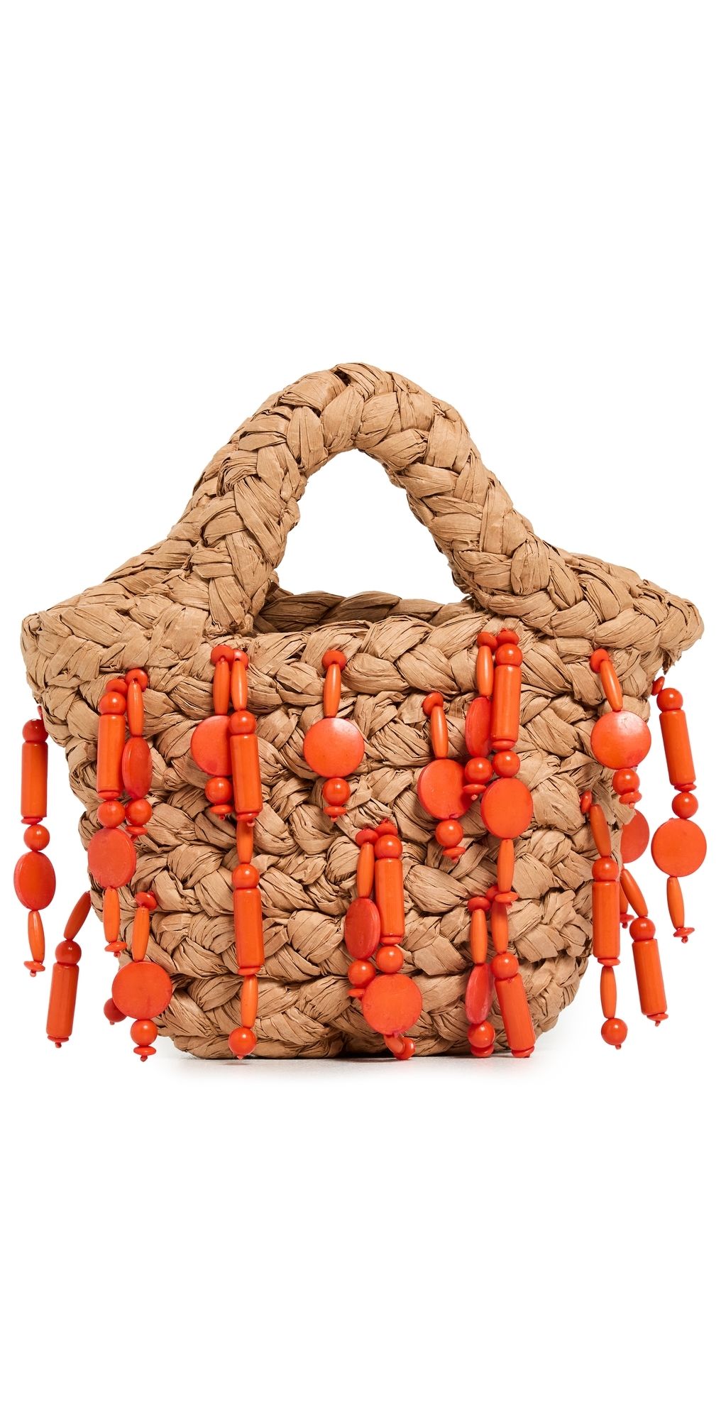 SIMONMILLER Mini Beaded Mercado Tote Natural/Orange One Size