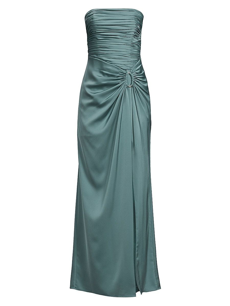Women's Satin O-Ring Strapless Column Gown - Cool Mint - Size 12