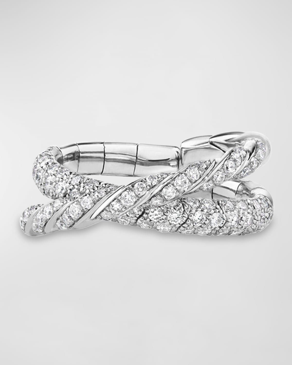 Sculpted Cable Flex 2-Row Ring in 18K White Gold, 16mm
