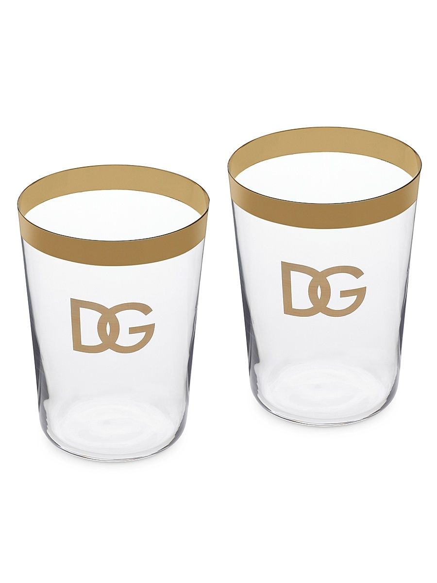 DG Logo 2-Piece Soft Drinks Glass Set - Transparent Silver